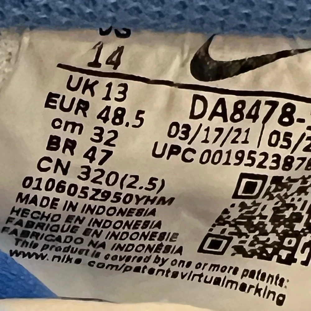Nike Air Force 1 '07 First Use White University Blue Mens 14 Sneakers DA8478 100